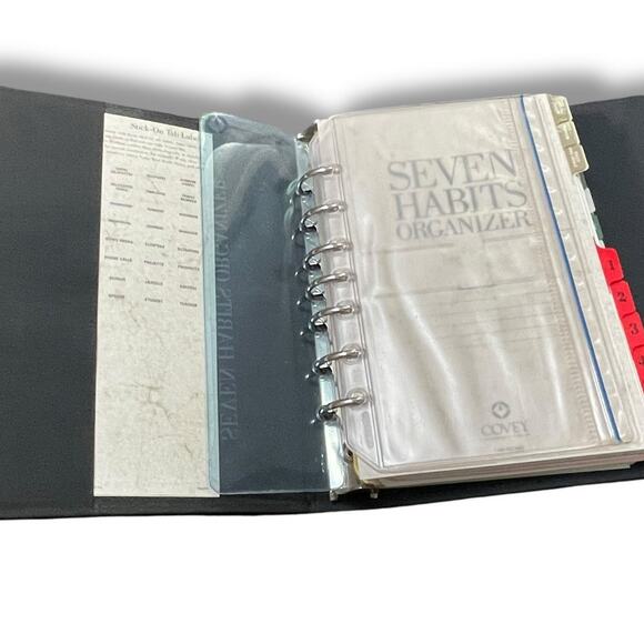 Franklin Covey 7 Habits Leather Planner Organizer Brown Binder Tabs Paper Insert - Picture 9 of 16